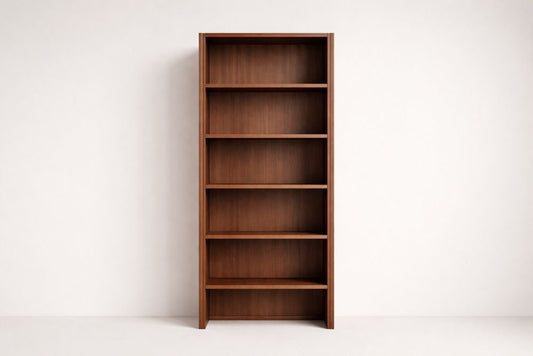 Multi-Tier Walnut Bookshelf, Solid Wood, 180 cm × 80 cm × 35 cm