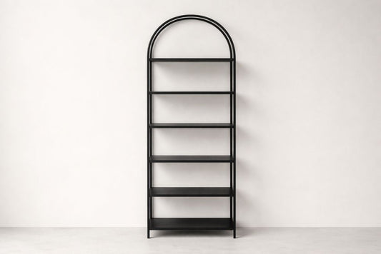 Steel Arched Bookshelf Black 6-Tier