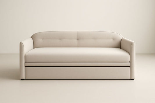 Fabric Upholstered Daybeds with Pull-Out Bed Beige